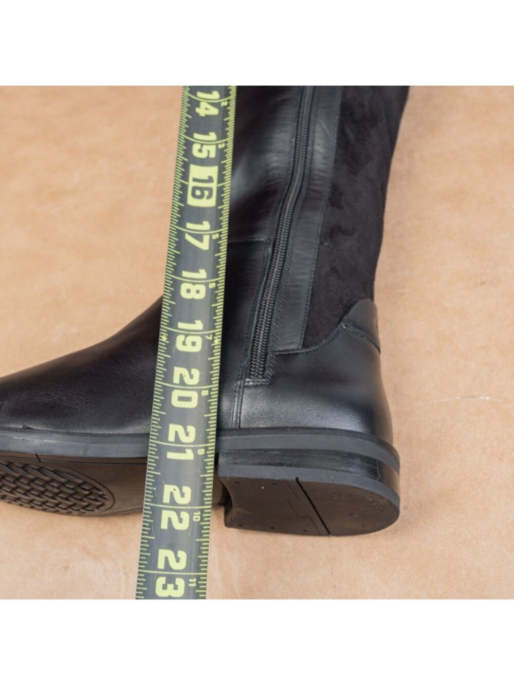 Cole Haan Women Chase Fashion Zip Party Black Leather Stretch OTK Boots sz 6 - Picture 9 of 10